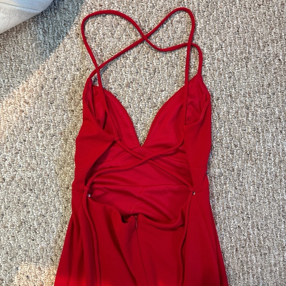 Lulus Be My Date Red Lace up maxi dress - Picture 4 of 4